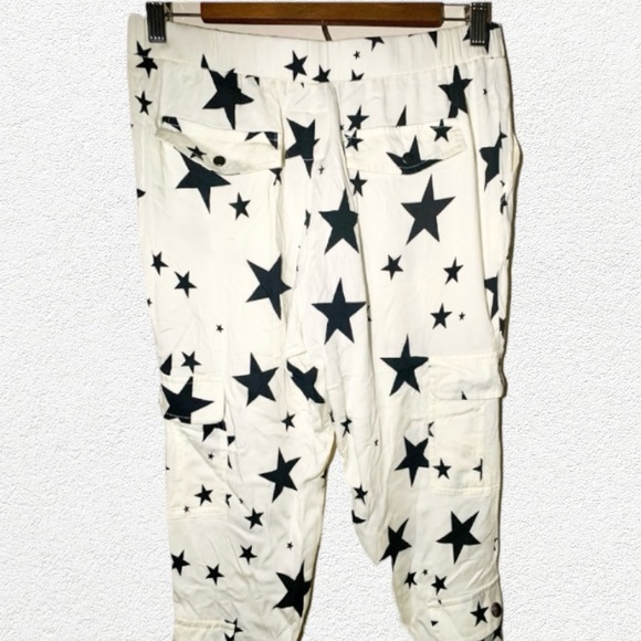 Chaser Black Stars Print Lounge Cargo Jogger Sweatpants Size Medium - Picture 4 of 6